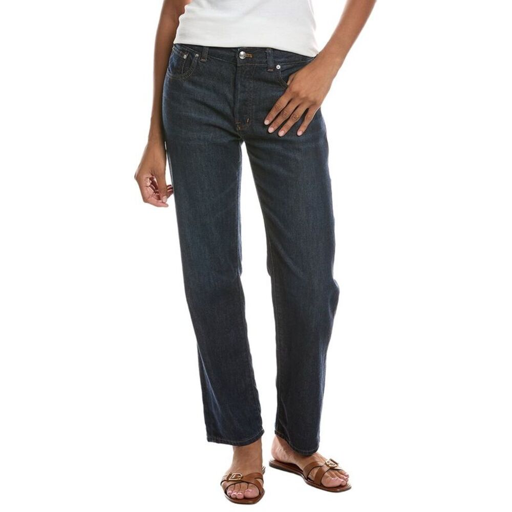 Madewell Womens The Dean Foundry Wash Wool-Blend Easy Straight Jean, Blue